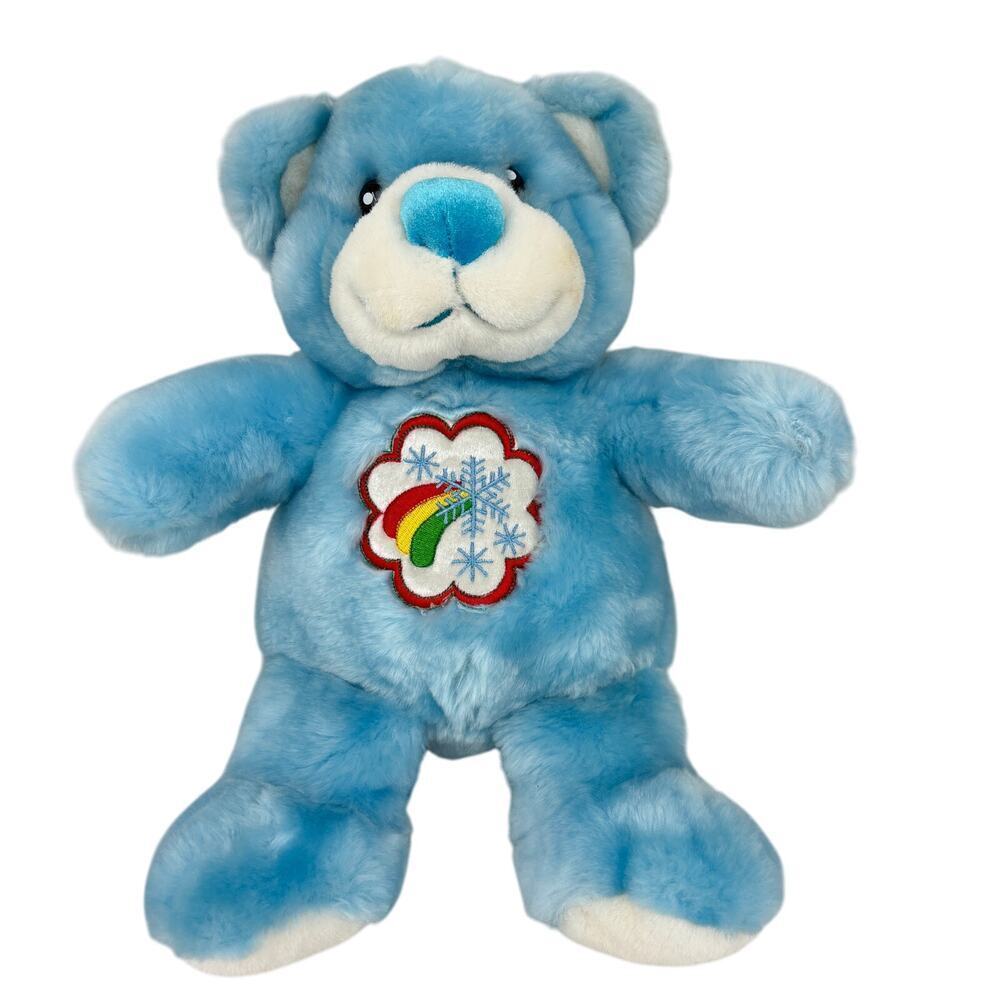 Dan Dee Blue Teddy Bear Plush Rainbow Snowflake Belly Stuffed Animal Toy 13 Inch